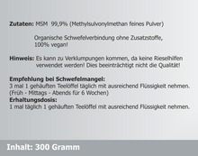 Laden Sie das Bild in den Galerie-Viewer, MSM Pur (300g Pulver)